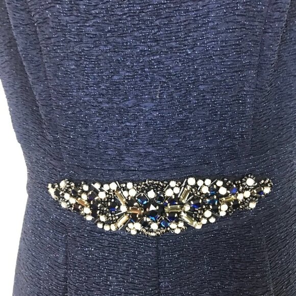 Eliza J Navy Blue Dress With Rhinestone Waist Size 8 - Picture 4 of 8
